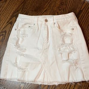 White ripped jean skirt